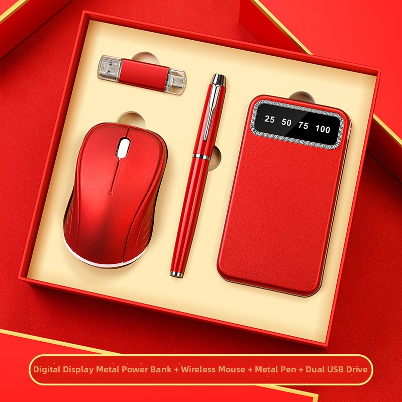 Set premium tastatură și mouse pentru cadouri corporative, construcție metalică, personalizare logo, ambalat într-o cutie cadou personalizată