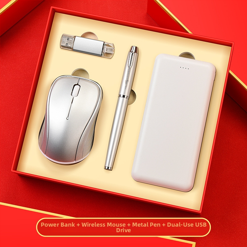 Set premium tastatură și mouse pentru cadouri corporative, construcție metalică, personalizare logo, ambalat într-o cutie cadou personalizată