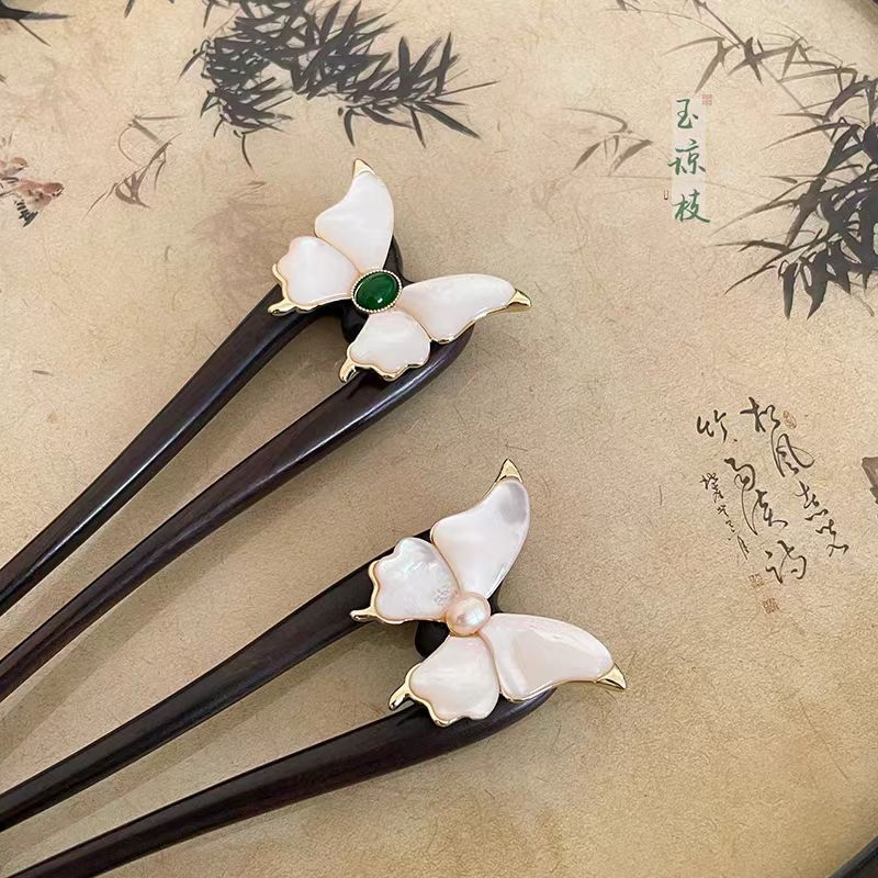 Accesorii pentru cap: agrafă de păr din lemn, formă de insectă, stil chinezesc nou, Yiruo Jewelry