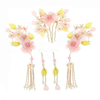 Akrilo gėlių motyvo plaukų aksesuaras — etninio stiliaus moterų aksesuaras, Liangben Jewelry, gėlių dizainas, atskiras įpakavimas