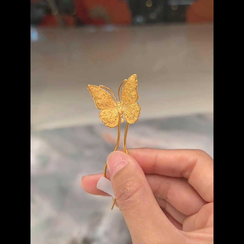 Plaukų segtukas su drugelio motyvu, lydinys – retro moters galvos aksesuaras vestuvėms, 2025 m. pavasaris