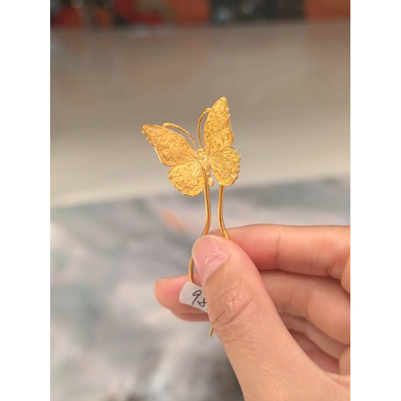 Plaukų segtukas su drugelio motyvu, lydinys – retro moters galvos aksesuaras vestuvėms, 2025 m. pavasaris