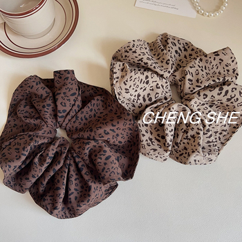 Леопардов принт ластик за коса | плат, ръчна изработка, висока еластичност, стил: сладък и хладен полъх, есен 2025
