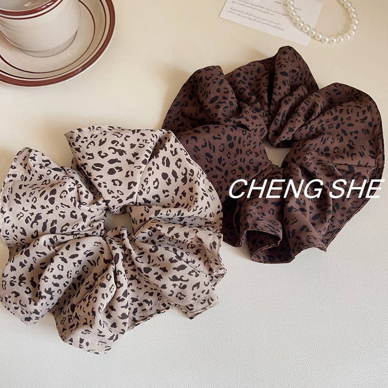 Леопардов принт ластик за коса | плат, ръчна изработка, висока еластичност, стил: сладък и хладен полъх, есен 2025