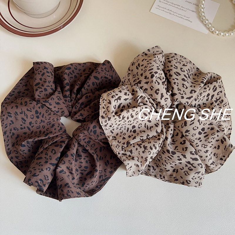 Леопардов принт ластик за коса | плат, ръчна изработка, висока еластичност, стил: сладък и хладен полъх, есен 2025