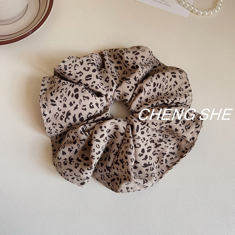 Леопардов принт ластик за коса | плат, ръчна изработка, висока еластичност, стил: сладък и хладен полъх, есен 2025