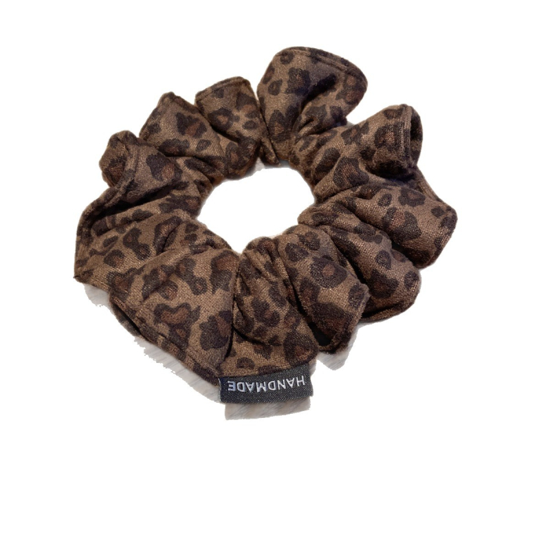 Ručna gumica za kosu od platna s leopard printom, visoka elastičnost, dodatak s cvijećem