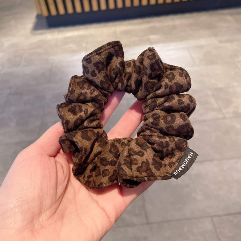 Ručna gumica za kosu od platna s leopard printom, visoka elastičnost, dodatak s cvijećem