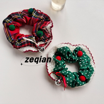 Korejski stil scrunchie za kosu s zvončićem - ručna izrada, poliester, bez umetnina, Zima 2024
