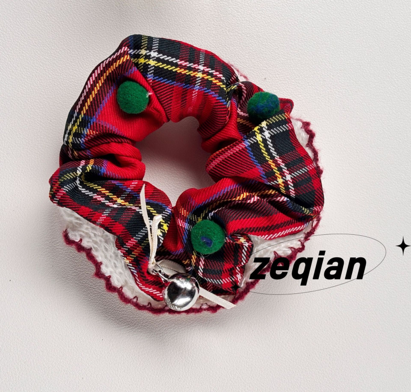 Korejski stil scrunchie za kosu s zvončićem - ručna izrada, poliester, bez umetnina, Zima 2024