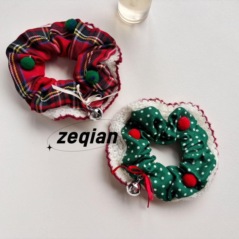 Korejski stil scrunchie za kosu s zvončićem - ručna izrada, poliester, bez umetnina, Zima 2024