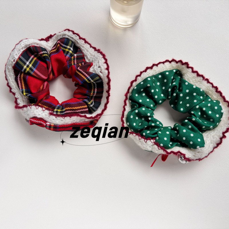 Korejski stil scrunchie za kosu s zvončićem - ručna izrada, poliester, bez umetnina, Zima 2024