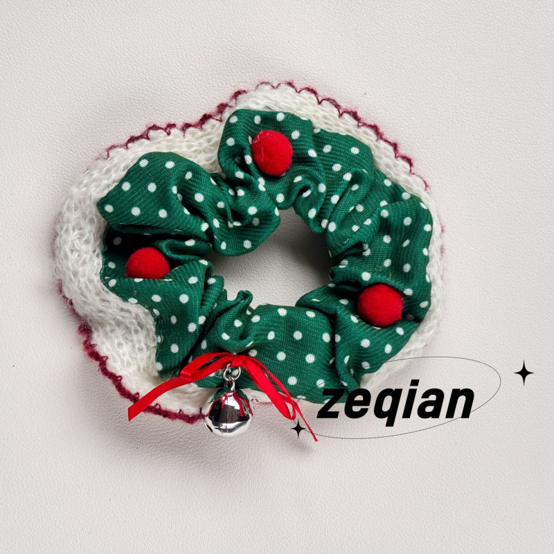 Korejski stil scrunchie za kosu s zvončićem - ručna izrada, poliester, bez umetnina, Zima 2024