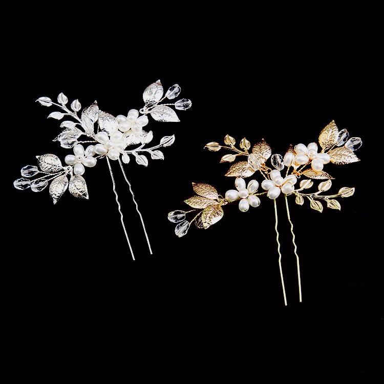 Nuotakos plaukų aksesuarai: perlo ir kristalų žiedų segtukai, japonų-korejiečių stiliaus, vestuvėms, pritaikoma