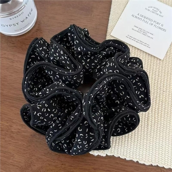 Scrunchie za kosu s leopard uzorkom, tekstilni materijal, ručna izrada, korejski stil, visoka elastičnost, učvršćivanje na krajevima, Zima 2025