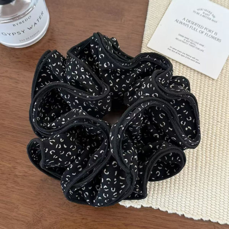 Scrunchie za kosu s leopard uzorkom, tekstilni materijal, ručna izrada, korejski stil, visoka elastičnost, učvršćivanje na krajevima, Zima 2025