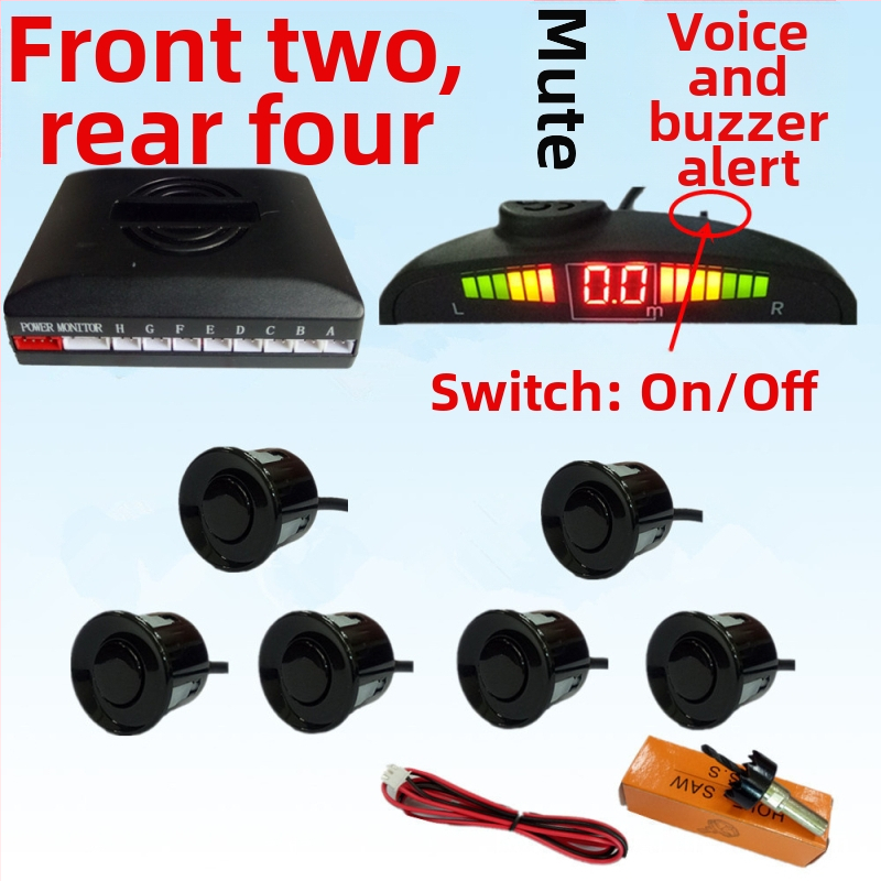 Atpakaļgaitas radars ar 4/6/8 sondām, skaņas signāls ar reālu balsi, divkodolu pusmēness ekrāns, priekšējais un aizmugurējais radara attēls, model CQ-1401