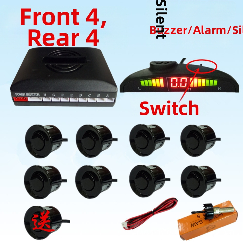Atpakaļgaitas radars ar 4/6/8 sondām, skaņas signāls ar reālu balsi, divkodolu pusmēness ekrāns, priekšējais un aizmugurējais radara attēls, model CQ-1401