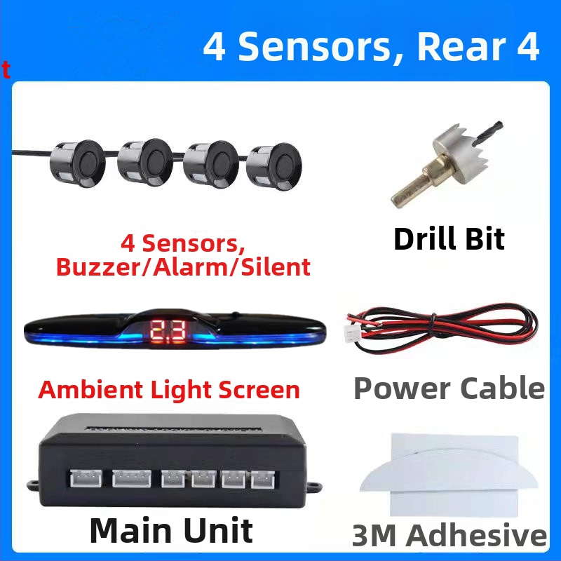 Atpakaļgaitas radars ar TFT displeju, modelis CQ-1401, strāvas spriegums 12V, 2 sensori, skaņas signāls