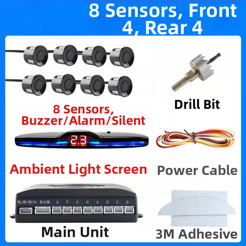 Atpakaļgaitas radars ar TFT displeju, modelis CQ-1401, strāvas spriegums 12V, 2 sensori, skaņas signāls