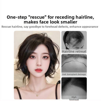 Ženski dodatak kosi za čelo i vrh, ručno izrađen, 100% ljudska kosa, može biti bojati i perm, frizura ravna ili nagnuta, nevidljiva lagana traka za liniju kose, učinak oblikovanja lica