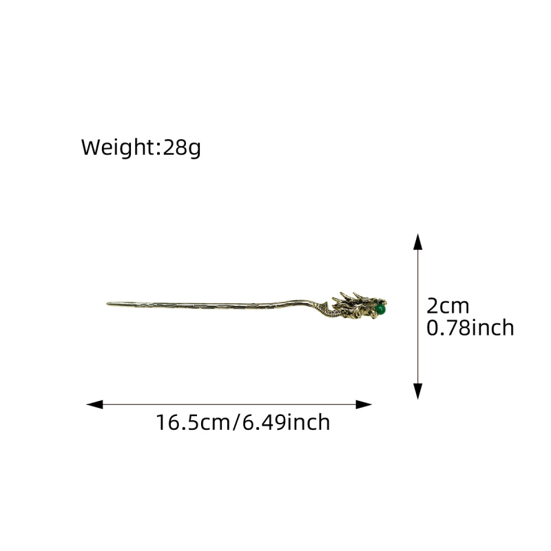 Metalo drakono formos plaukų segtukas, Guofeng stilius, elektroplatinis paviršius, kilmė Yiwu/Jinhua, Zhejiang
