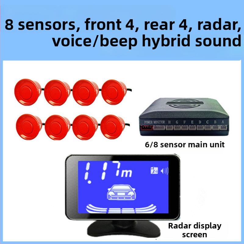 Atpakaļgaitas radars ar TFT displeju, 4/6/8 zondi, reāls balsu paziņojums, mēness formas ekrāns, priekšējais un aizmugurējais radāra attēls (CQ-1401)