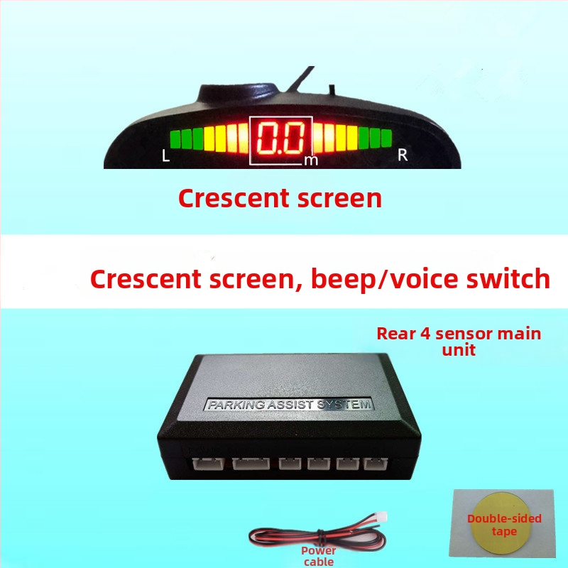 Atpakaļgaitas radars ar TFT displeju, 4/6/8 zondi, reāls balsu paziņojums, mēness formas ekrāns, priekšējais un aizmugurējais radāra attēls (CQ-1401)