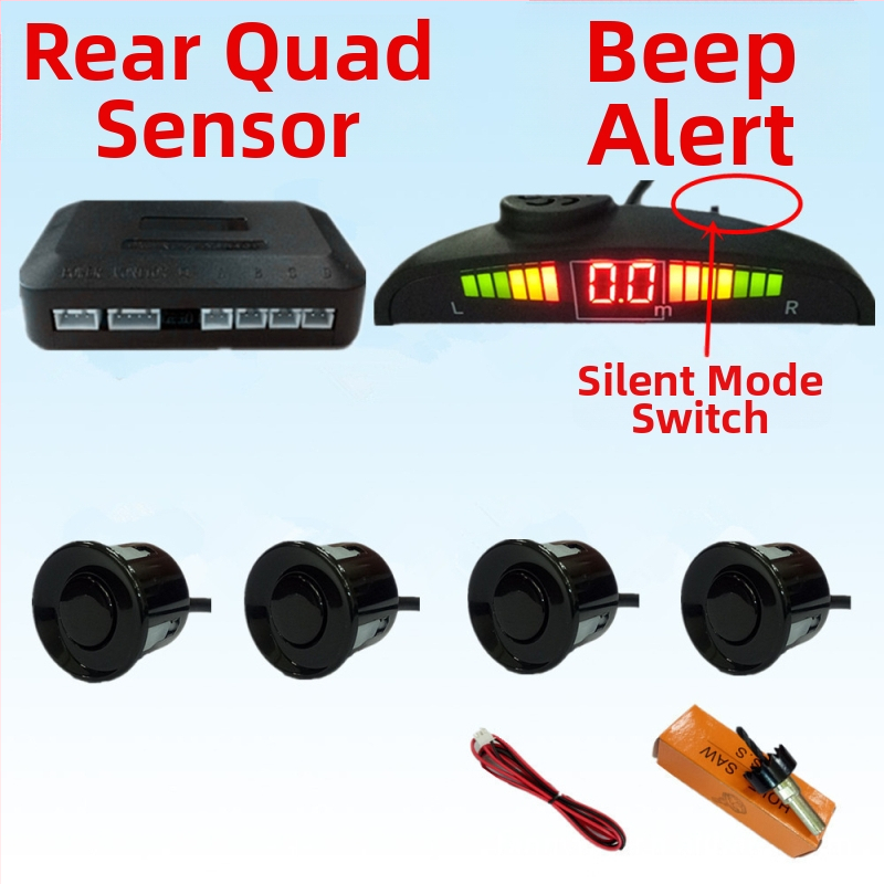 Atpakaļgaitas radars ar 4/6/8 zondi, brīdinājuma signāls ar reālu balsi, divkodolu mēnessformas ekrāns, priekšējais un aizmugurējais radaru attēls, 12V barošana