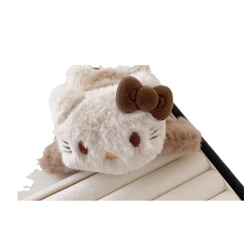 Клип за коса - плюшена котка, корейски стил, ръчна изработка (Плюш; Грипер; есен 2024)
