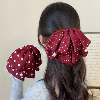 Clip pentru coadă de cal, țesătură, realizat manual, stil feminin coreean, design pe jumătate prins