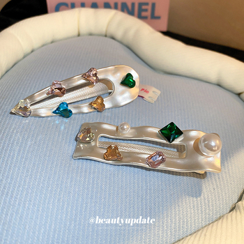 Y2K вдъхновена метална щипка за коса с дукбил форма и диамантена настилка, луксозен стил за жени