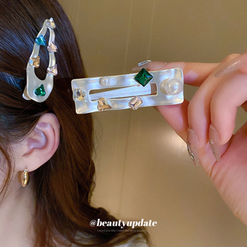 Y2K вдъхновена метална щипка за коса с дукбил форма и диамантена настилка, луксозен стил за жени