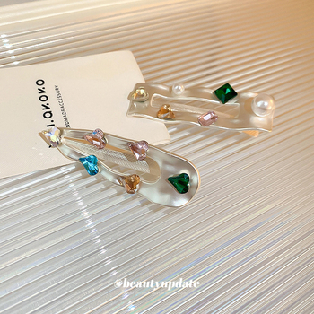 Y2K вдъхновена метална щипка за коса с дукбил форма и диамантена настилка, луксозен стил за жени