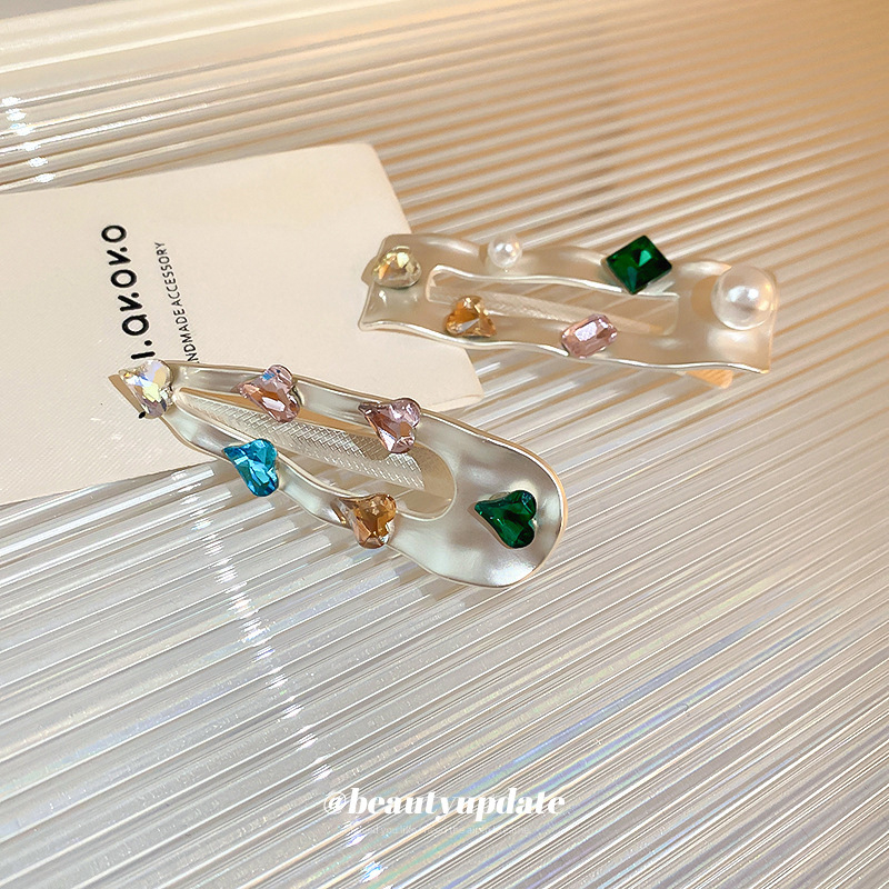 Y2K вдъхновена метална щипка за коса с дукбил форма и диамантена настилка, луксозен стил за жени