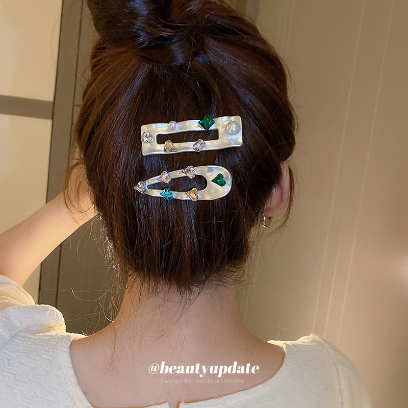 Y2K вдъхновена метална щипка за коса с дукбил форма и диамантена настилка, луксозен стил за жени