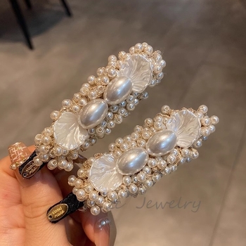 Перлена щипка за коса – за бретон и свободни кичури, клипс с една част, модерен аксесоар за коса