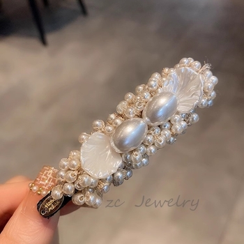 Перлена щипка за коса – за бретон и свободни кичури, клипс с една част, модерен аксесоар за коса