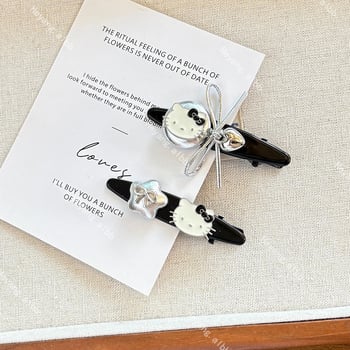 Clip de păr din plastic, lucrat manual, cu motiv pisică-inimă, clip duckbill, stil drăguț și proaspăt, pentru femei