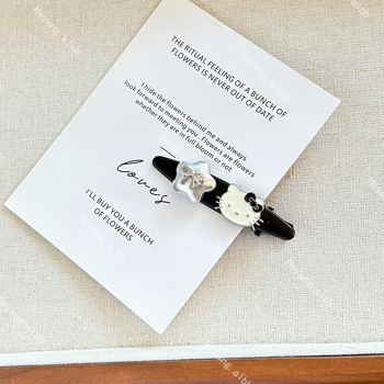 Clip de păr din plastic, lucrat manual, cu motiv pisică-inimă, clip duckbill, stil drăguț și proaspăt, pentru femei