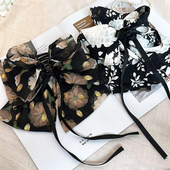 BRANGDY платнен клип за коса с принт лък, корейски стил, щипка за коса за жени, свеж и сладък дизайн, пролет 2024