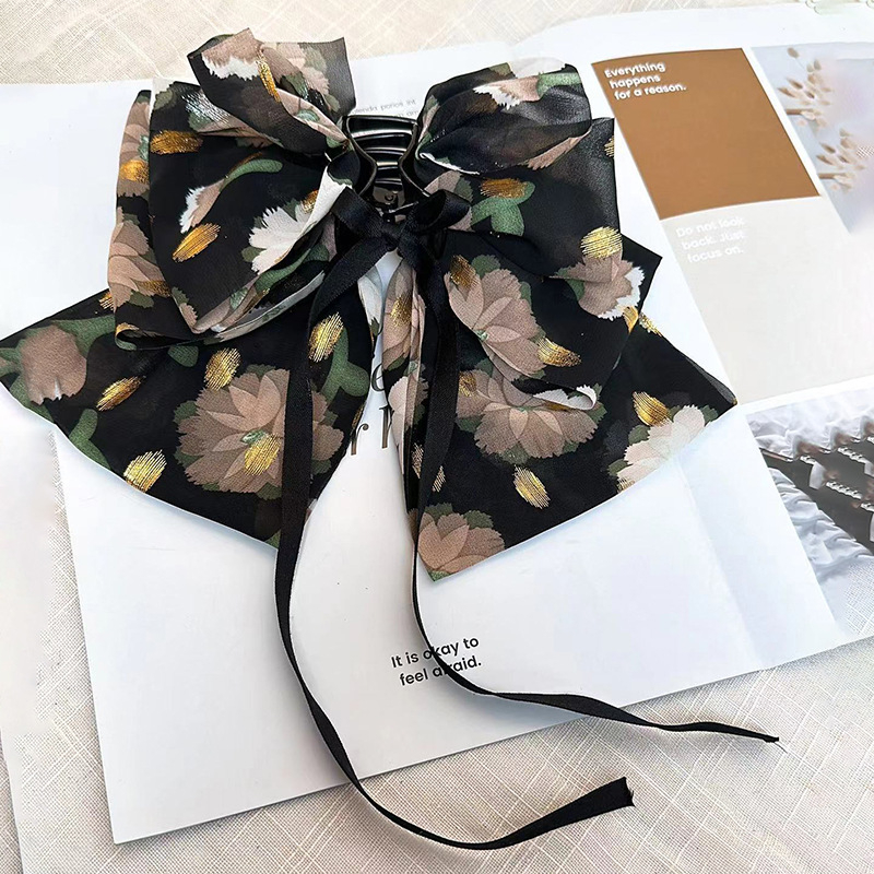 BRANGDY платнен клип за коса с принт лък, корейски стил, щипка за коса за жени, свеж и сладък дизайн, пролет 2024