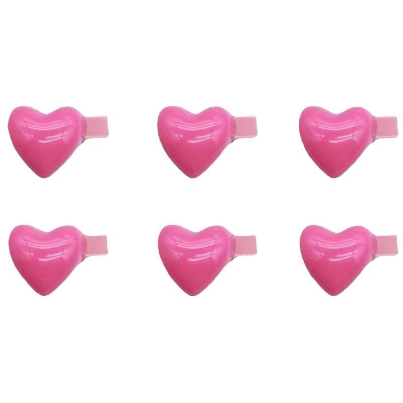 Сърцевидни щипки за коса, комплект от 6 броя, странични щипки за бретон и разрошени кичури, материал: оцетна киселина