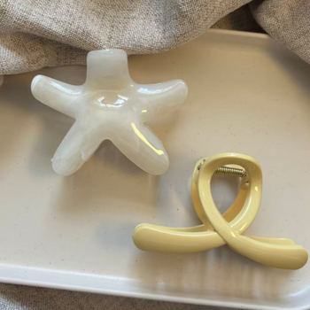 Пластмасова щипка за коса с мотиви морска звезда и цветя, дамски аксесоар, пролет 2025, неформален стил