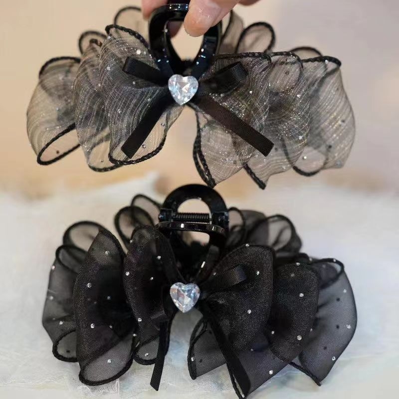 Spona za kosu od platna s Gypsophila rhinestone mesh, ručno izrađena, tip klipse gripper