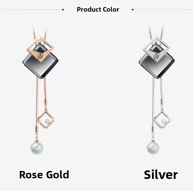 Sieviešu džemperu ķēde ar garu kaklarotu korejiskā stilā, ar pūdelītiem, sakausējums, hadīgā ķēde, kvadrātu raksts, garums 51–80 cm