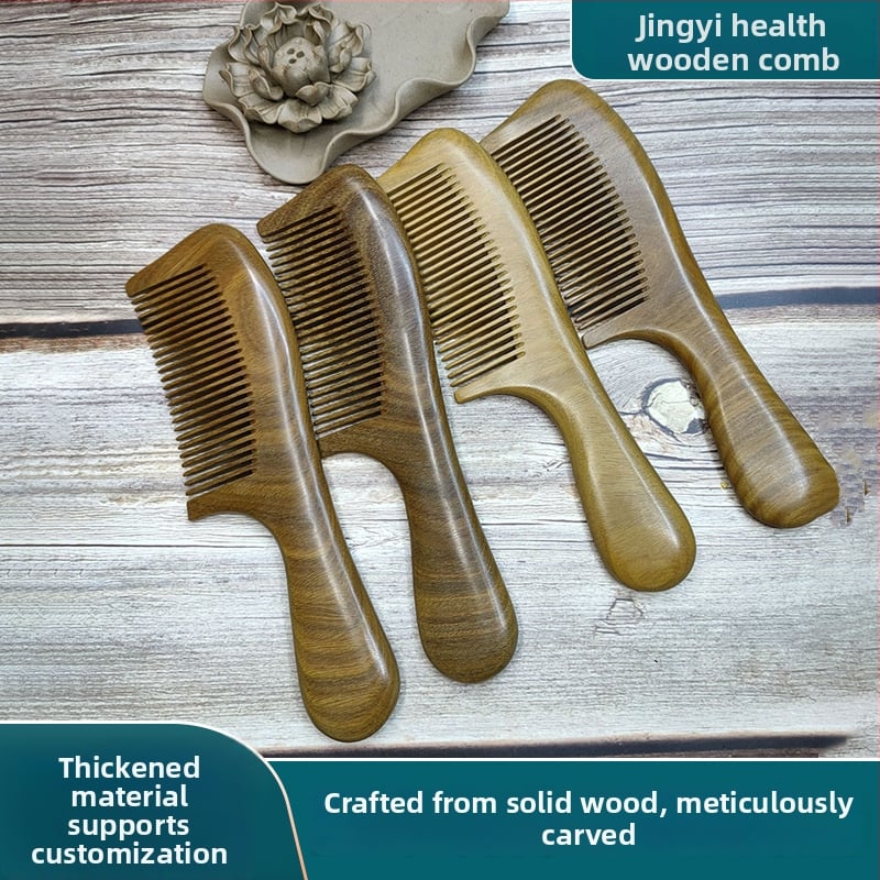 Drveni češalj za kosu, materijal: sandalwood/rosewood, polirani završetak, uzorak pejzažnih cvjetova