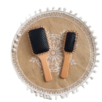 Дървен гребен за коса от бук със въздушна подложка и гравиране, преносим, за грижа за скалпа