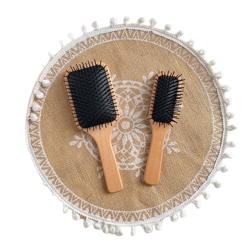 Дървен гребен за коса от бук със въздушна подложка и гравиране, преносим, за грижа за скалпа
