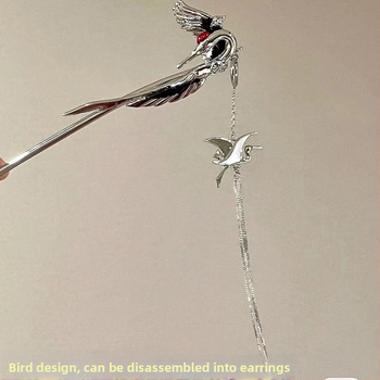 Metalinė plaukų segtukas su paukščio ir debesų motyvu, tinkamas šukuosenoms – senovinis stilius, rankų darbo, kilmė Yiwu